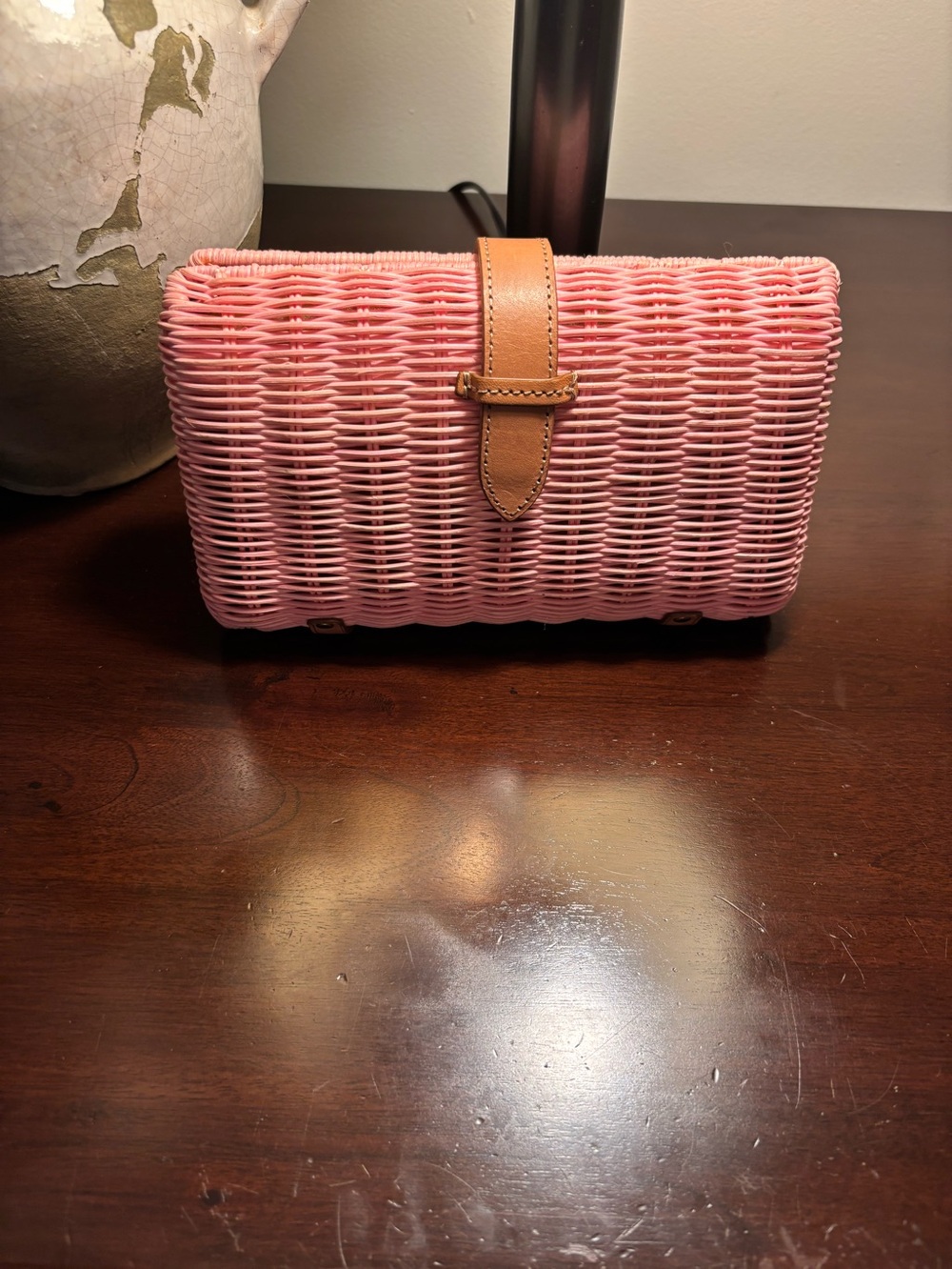 J Crew Rattan Pink Clutch Purse